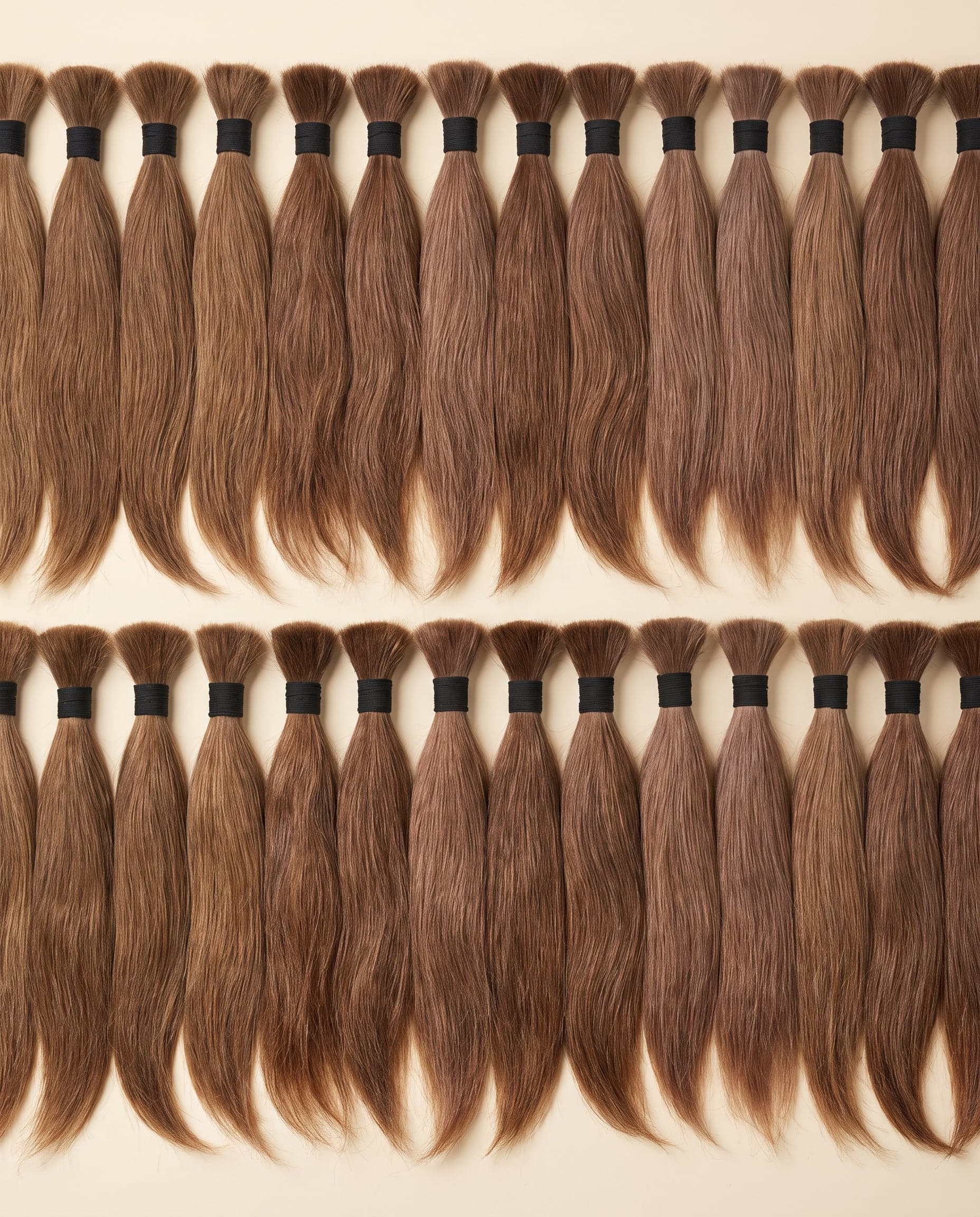 Wholesale collection of Gold grade natural light brown hair bundles in two rows